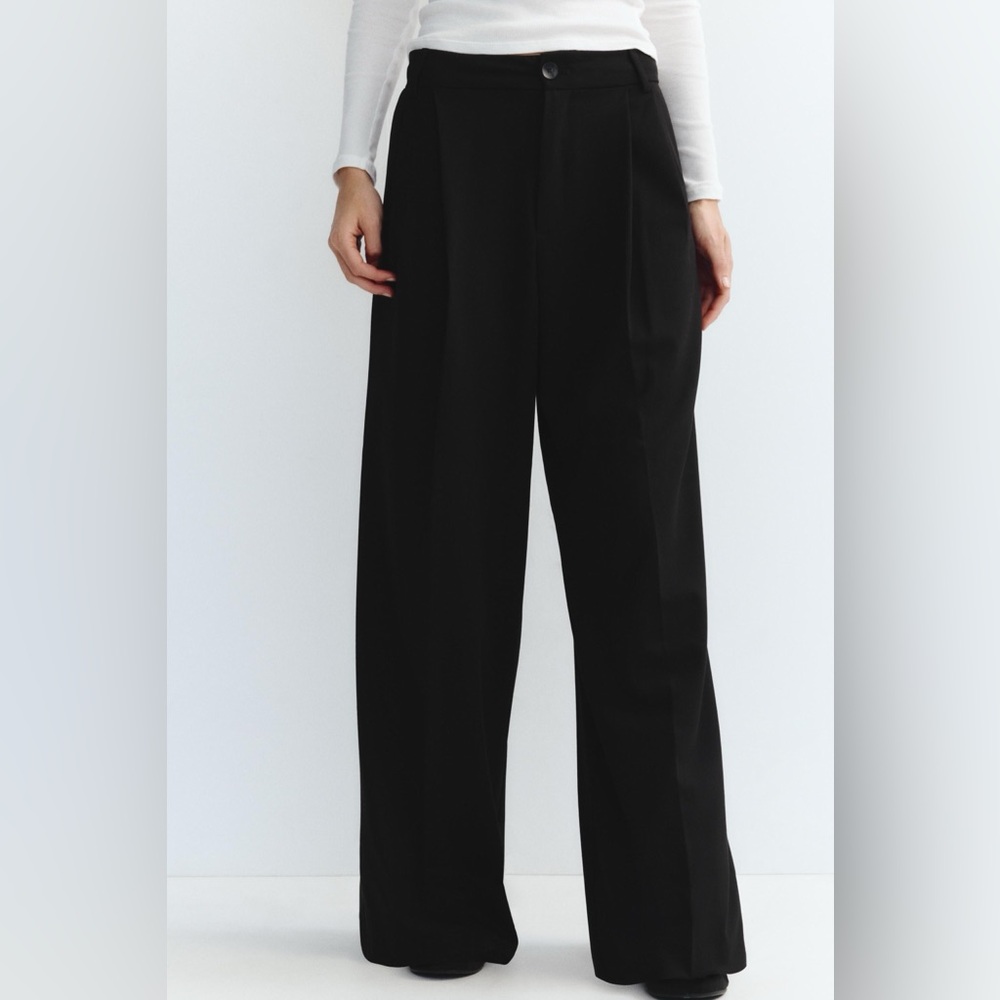 Zara High Waisted Black Wide-Leg Pants Size XL NWOT